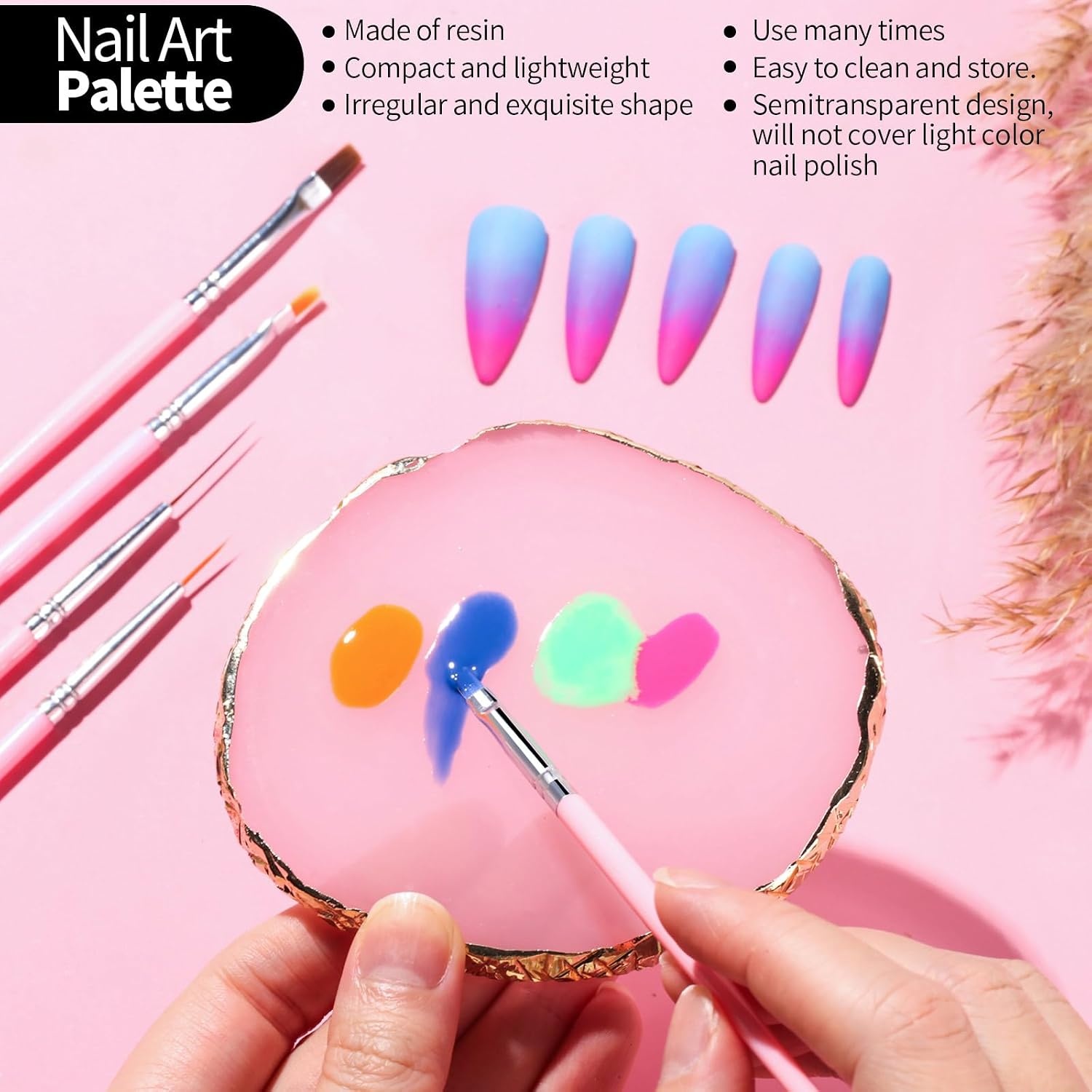 image:imageFANDAMEI Nail Art Kit With Nail Stand Nail Art Tools Nail Design Tools Nail Brush Nail Holder For Painting Nails Nail Art Brushes Nail Dotting Tool Nail Tools For Nail Art WhitePink