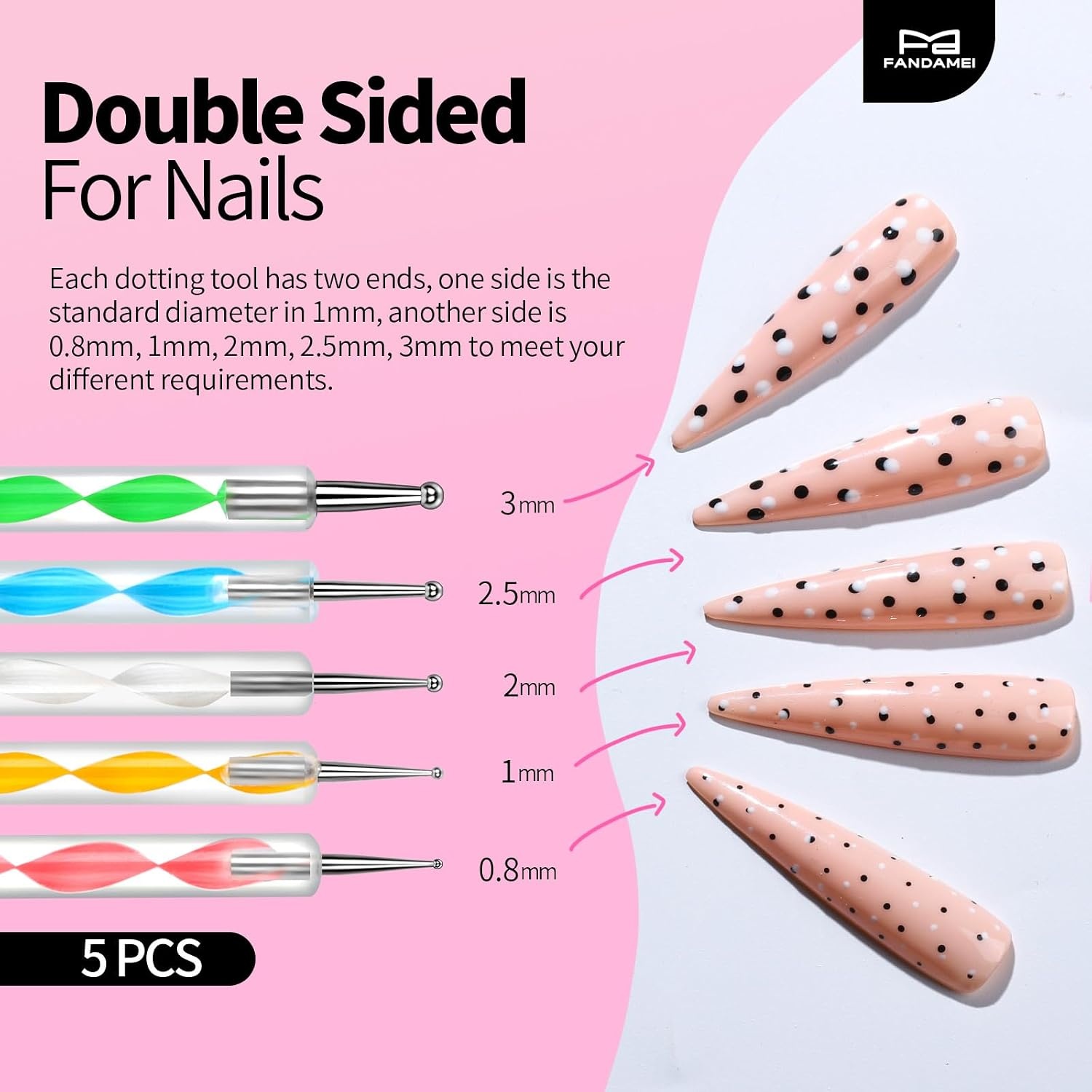 image:imageFANDAMEI Nail Art Kit With Nail Stand Nail Art Tools Nail Design Tools Nail Brush Nail Holder For Painting Nails Nail Art Brushes Nail Dotting Tool Nail Tools For Nail Art WhitePink