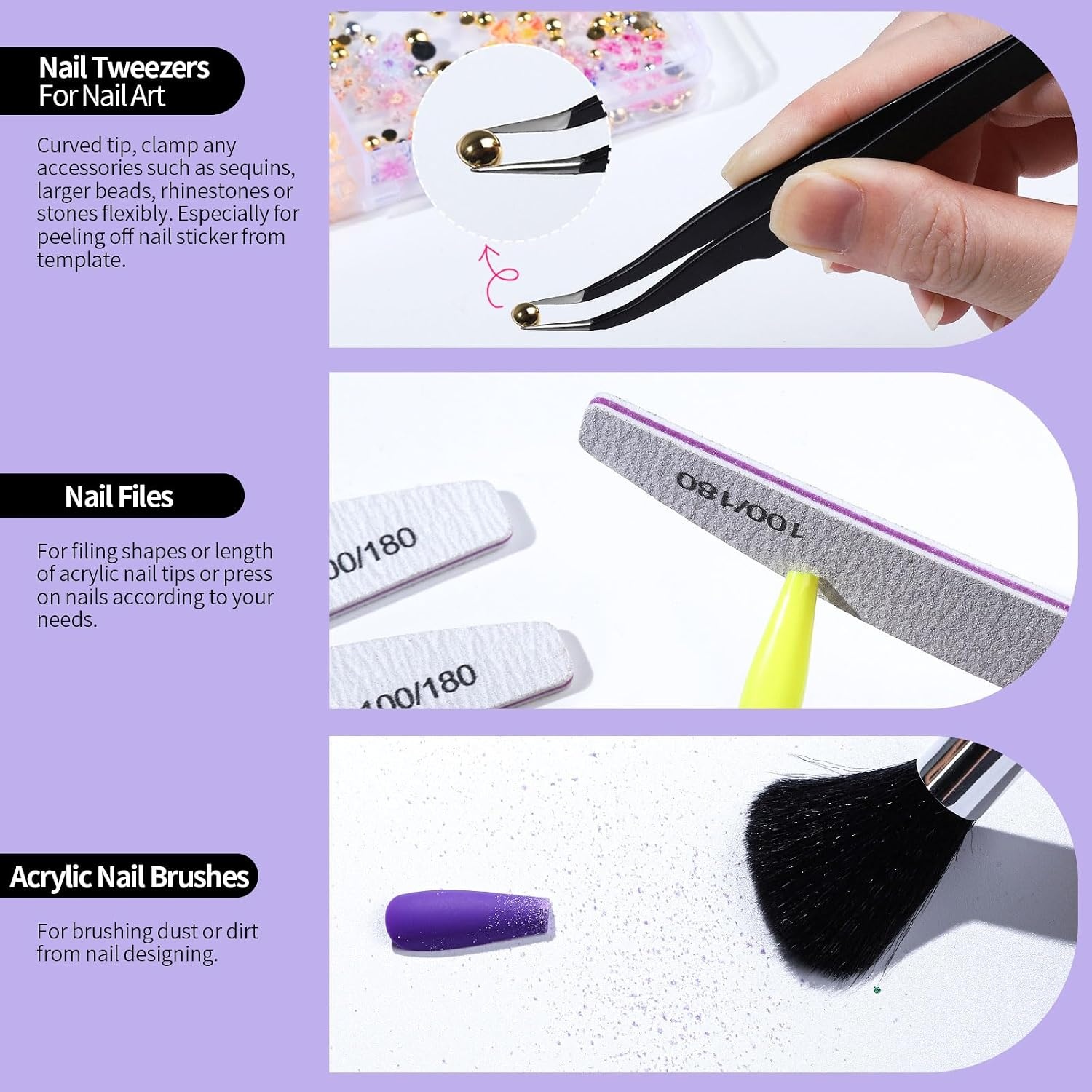 image:imageFANDAMEI Nail Art Kit With Nail Stand Nail Art Tools Nail Design Tools Nail Brush Nail Holder For Painting Nails Nail Art Brushes Nail Dotting Tool Nail Tools For Nail Art WhiteBlack