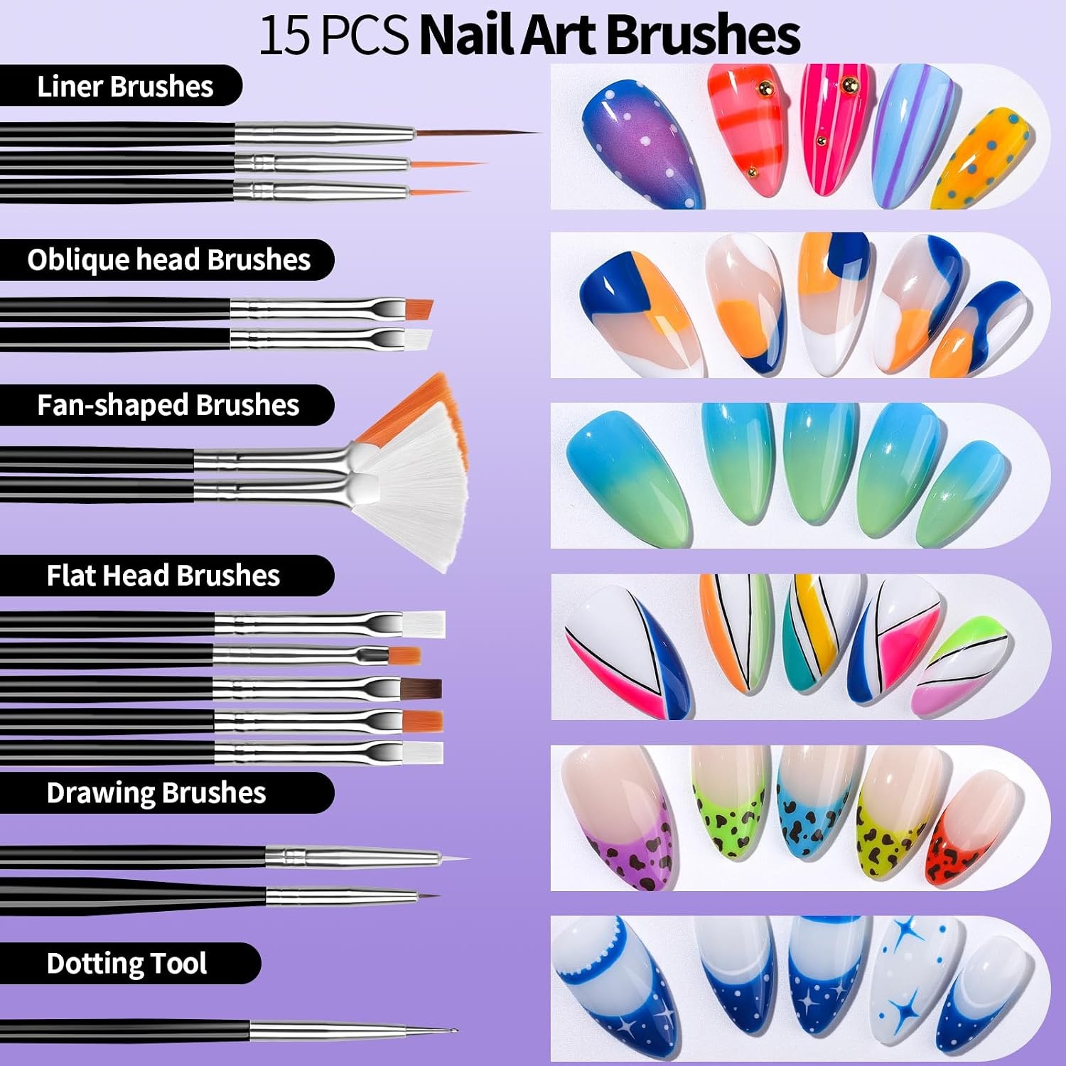 image:imageFANDAMEI Nail Art Kit With Nail Stand Nail Art Tools Nail Design Tools Nail Brush Nail Holder For Painting Nails Nail Art Brushes Nail Dotting Tool Nail Tools For Nail Art WhiteBlack