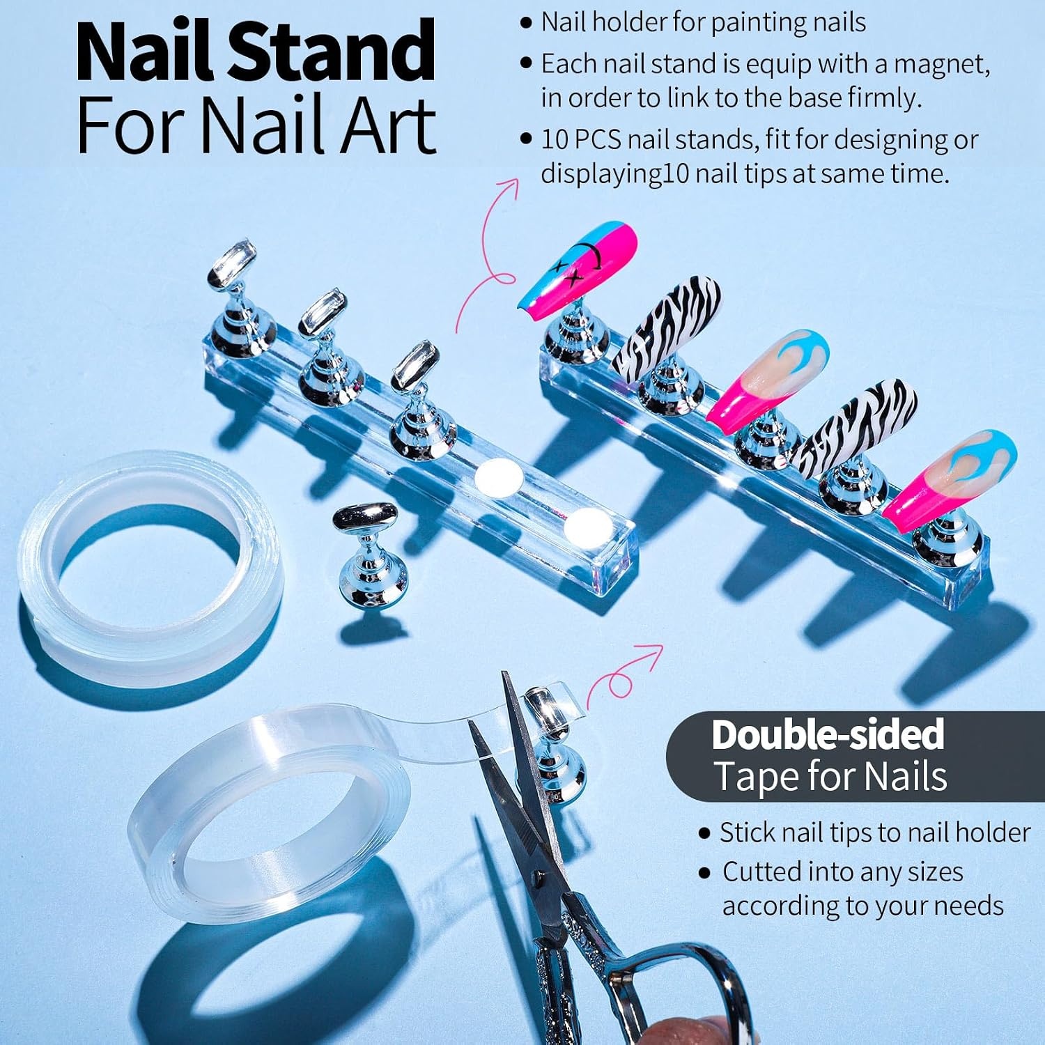 image:imageFANDAMEI Nail Art Kit With Nail Stand Nail Art Tools Nail Design Tools Nail Brush Nail Holder For Painting Nails Nail Art Brushes Nail Dotting Tool Nail Tools For Nail Art WhiteWhite