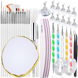 FANDAMEI Nail Art Kit With Nail Stand, Nail Art Tools, Nail Design Tools, Nail Brush, Nail Holder For Painting Nails, Nail Art Brushes, Nail Dotting Tool, Nail Tools For Nail Art, White(White)