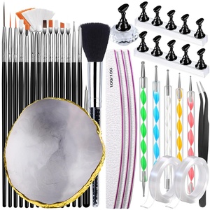 FANDAMEI Nail Art Kit With Nail Stand, Nail Art Tools, Nail Design Tools, Nail Brush, Nail Holder For Painting Nails, Nail Art Brushes, Nail Dotting Tool, Nail Tools For Nail Art, White(Black)