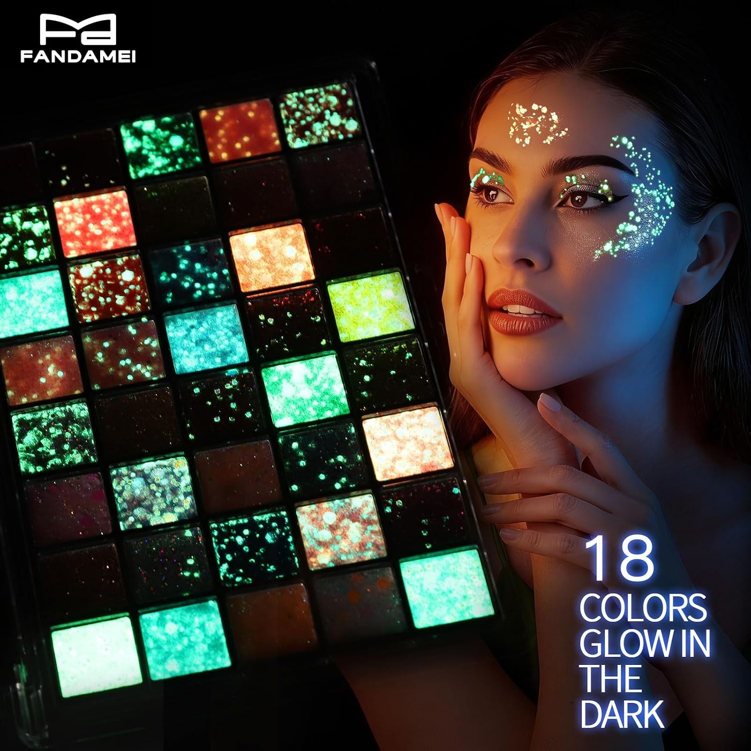 image:imageFANDAMEI Halloween Face Glitter Kids Body Glitter Palette Hair Glitter Gel18 neon colors22 daylight colors