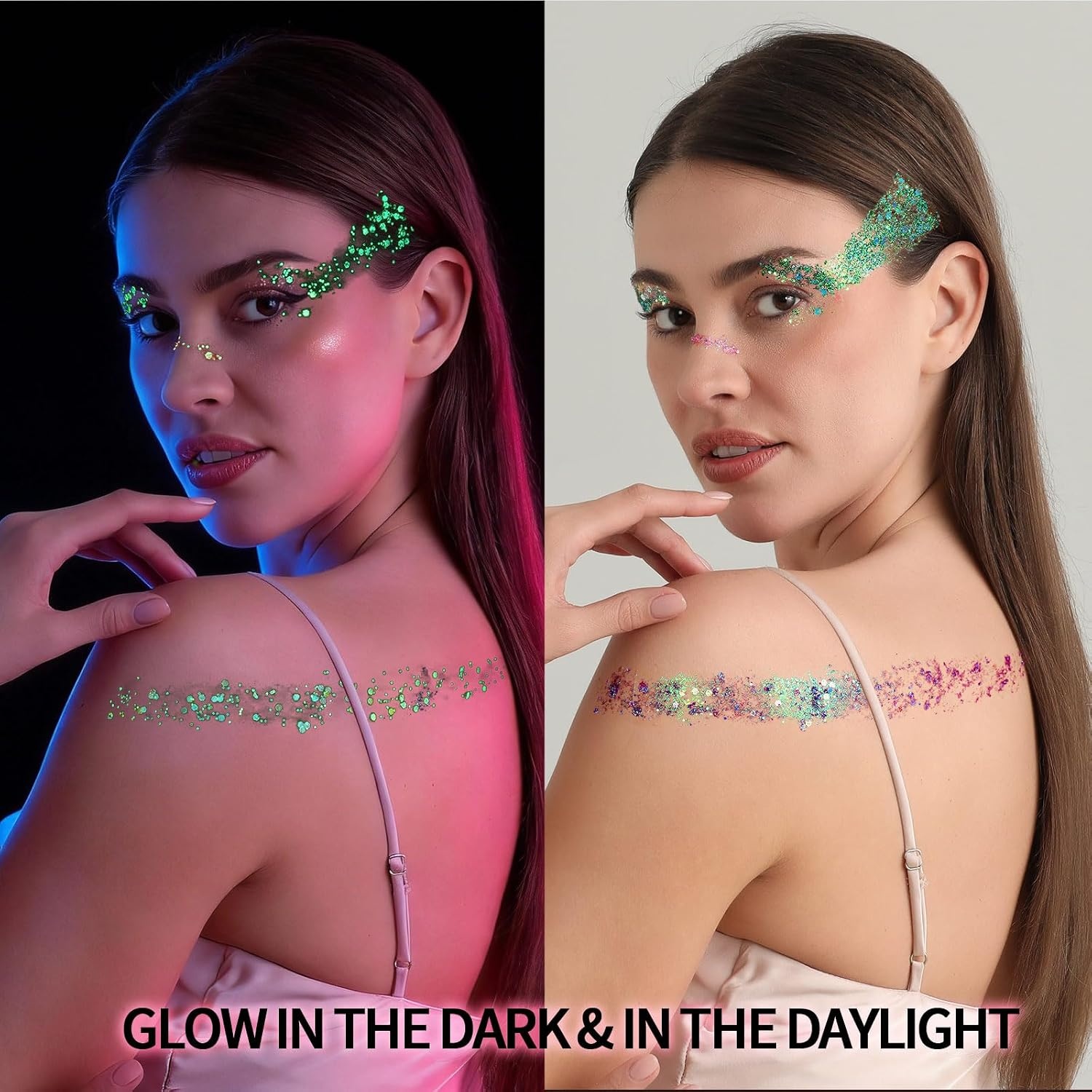 image:imageFANDAMEI Halloween Face Glitter Kids Body Glitter Palette Hair Glitter Gel18 neon colors22 daylight colors