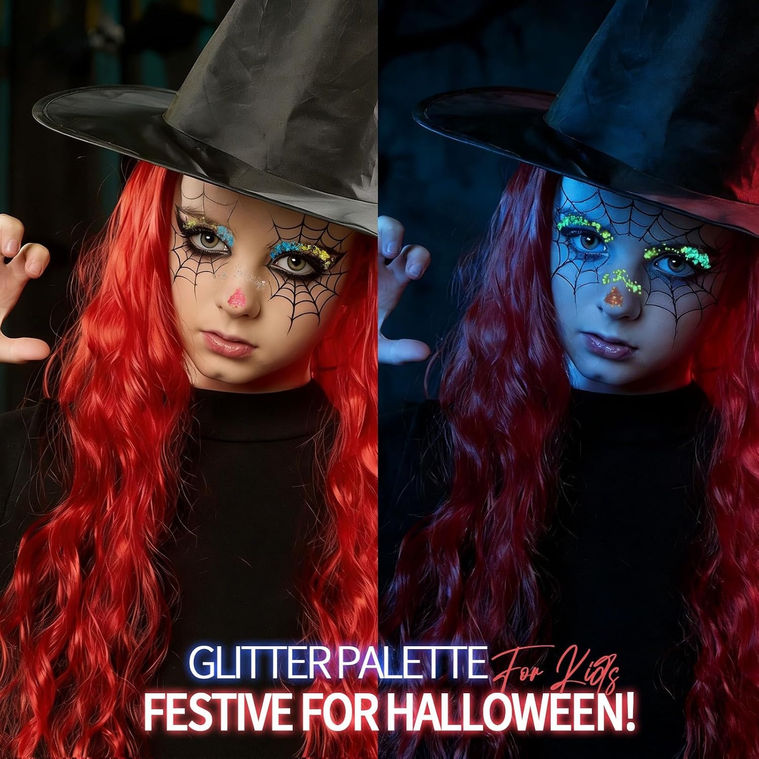 image:imageFANDAMEI Halloween Face Glitter Kids Body Glitter Palette Hair Glitter Gel18 neon colors22 daylight colors