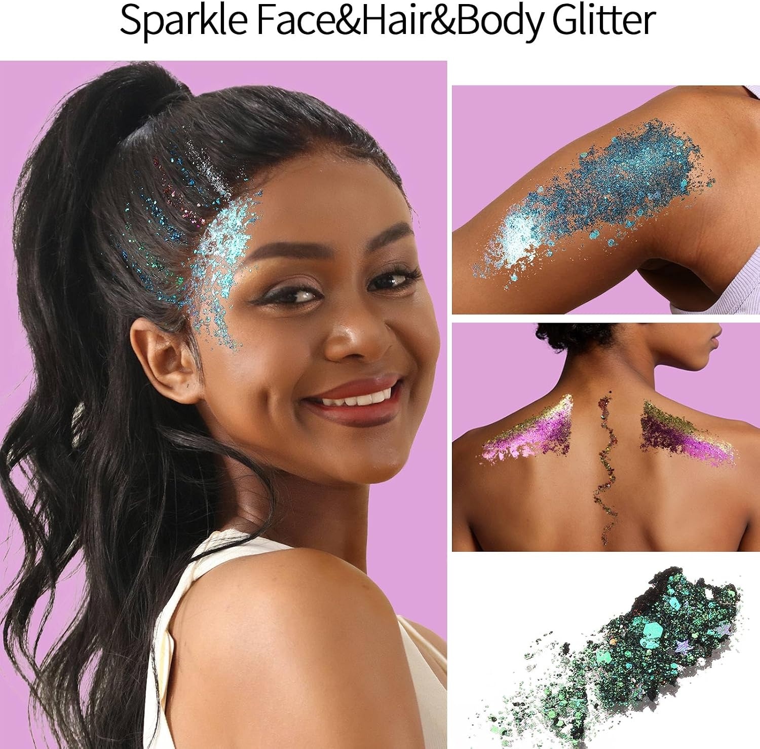 image:imageFANDAMEI Halloween Face Glitter Kids Body Glitter Palette Hair Glitter Gel40 daylight colors