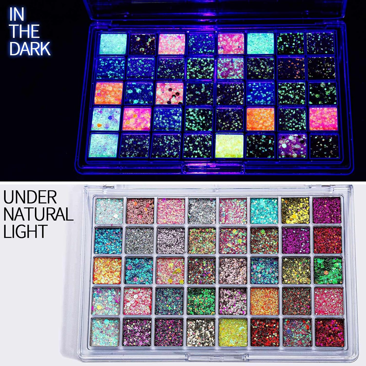 image:imageFANDAMEI Halloween Face Glitter Kids Body Glitter Palette Hair Glitter Gel40 neon colors