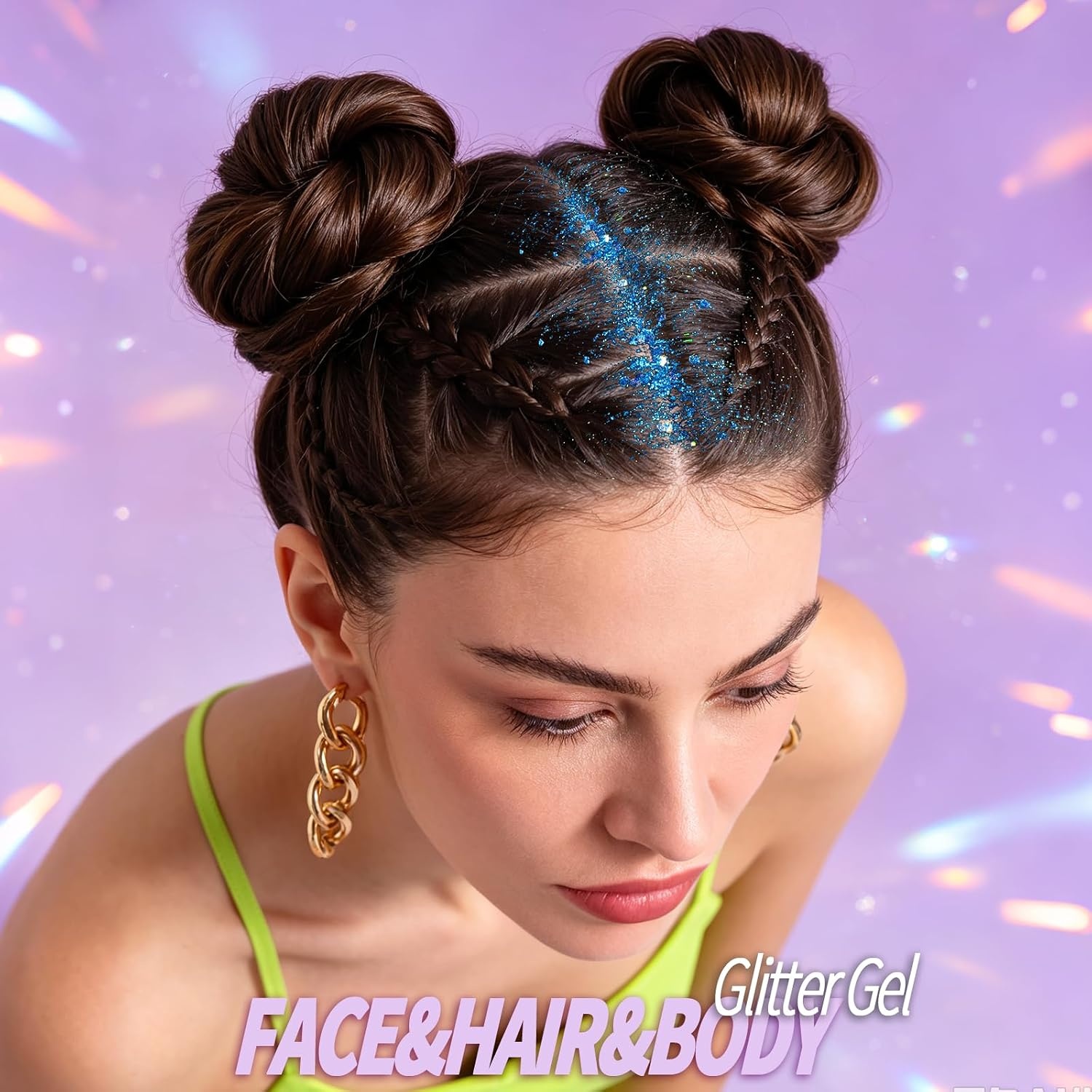 image:imageFANDAMEI Halloween Face Glitter Kids Body Glitter Palette Hair Glitter Gel40 red white and blue colors