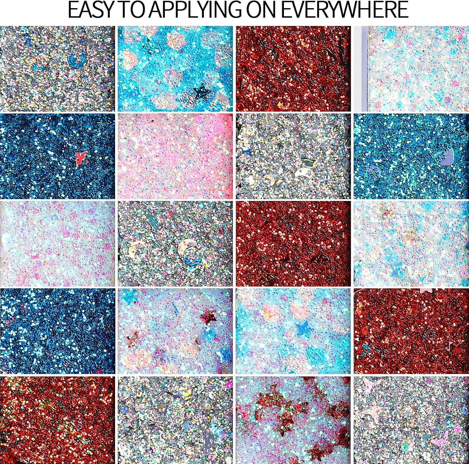 image:imageFANDAMEI Halloween Face Glitter Kids Body Glitter Palette Hair Glitter Gel40 red white and blue colors
