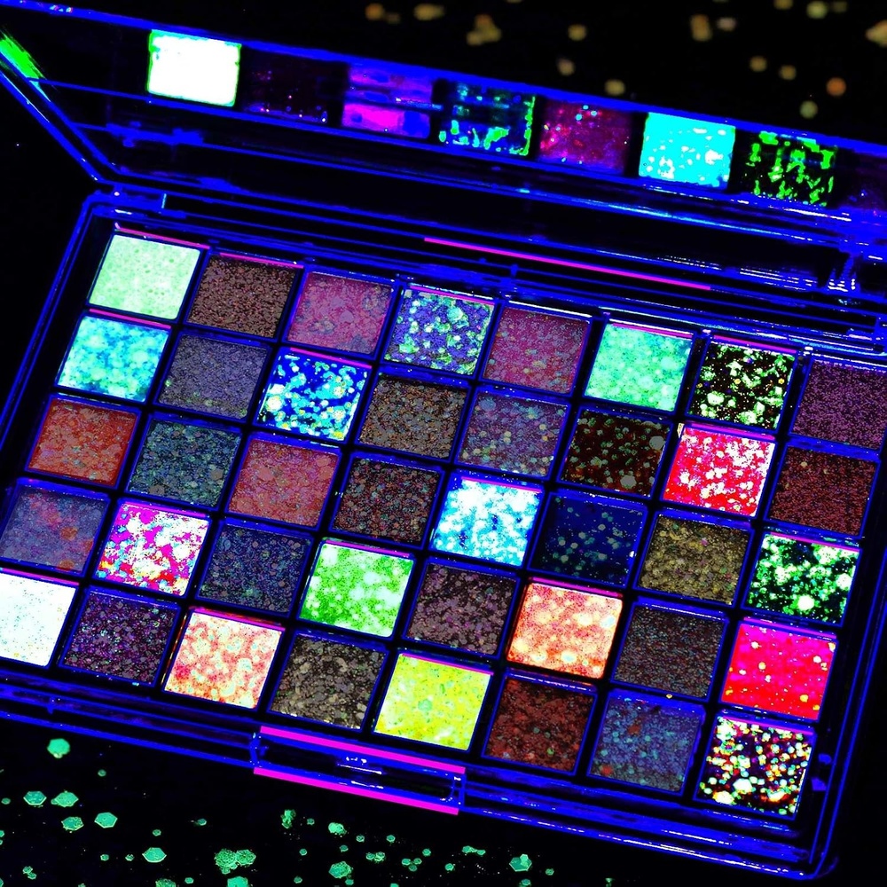 image:imageFANDAMEI Halloween Face Glitter Kids Body Glitter Palette Hair Glitter Gel18 neon colors22 daylight colors