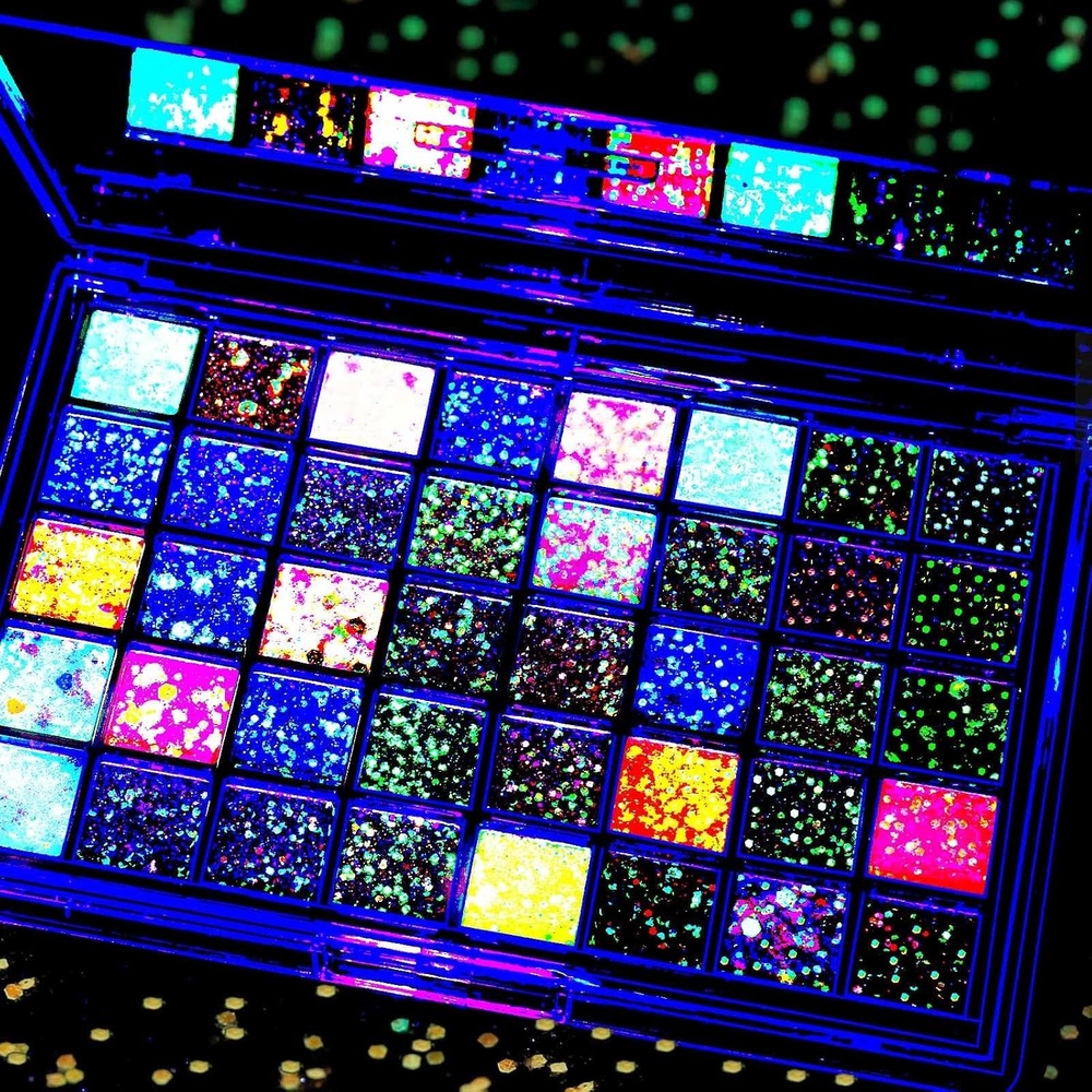 image:imageFANDAMEI Halloween Face Glitter Kids Body Glitter Palette Hair Glitter Gel40 neon colors