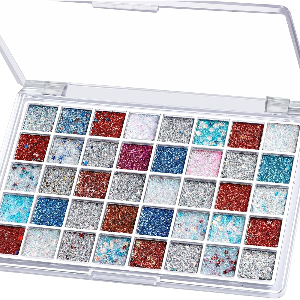image:imageFANDAMEI Halloween Face Glitter Kids Body Glitter Palette Hair Glitter Gel40 red white and blue colors
