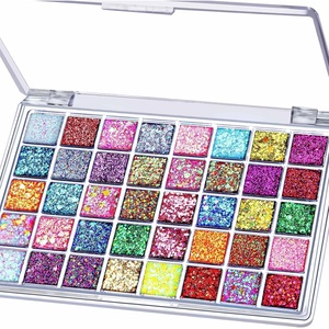FANDAMEI Halloween Face Glitter, Kids Body Glitter Palette Hair Glitter Gel(40 daylight colors)