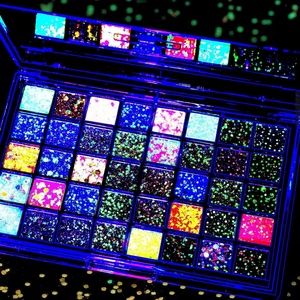 FANDAMEI Halloween Face Glitter, Kids Body Glitter Palette Hair Glitter Gel(40 neon colors)