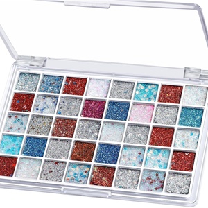 FANDAMEI Halloween Face Glitter, Kids Body Glitter Palette Hair Glitter Gel(40 red white and blue colors)