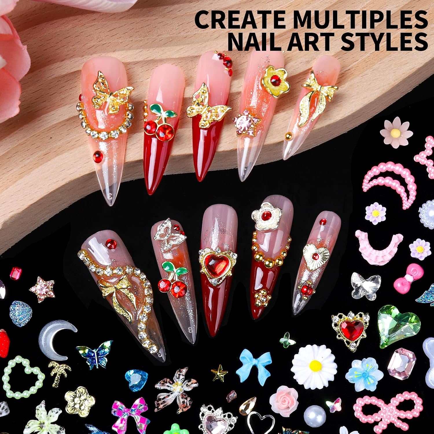image:imageFANDAMEI 48 Grids Bedazzling Kit 24 Colors 3mm Flat Back Jelly Rhinestones for Bedazzling 24 Grids 3D Nail Charms and Gems Pearls Nail Rhinestones Kit with Bedazzling Glue for Crafts Nail Art Kit