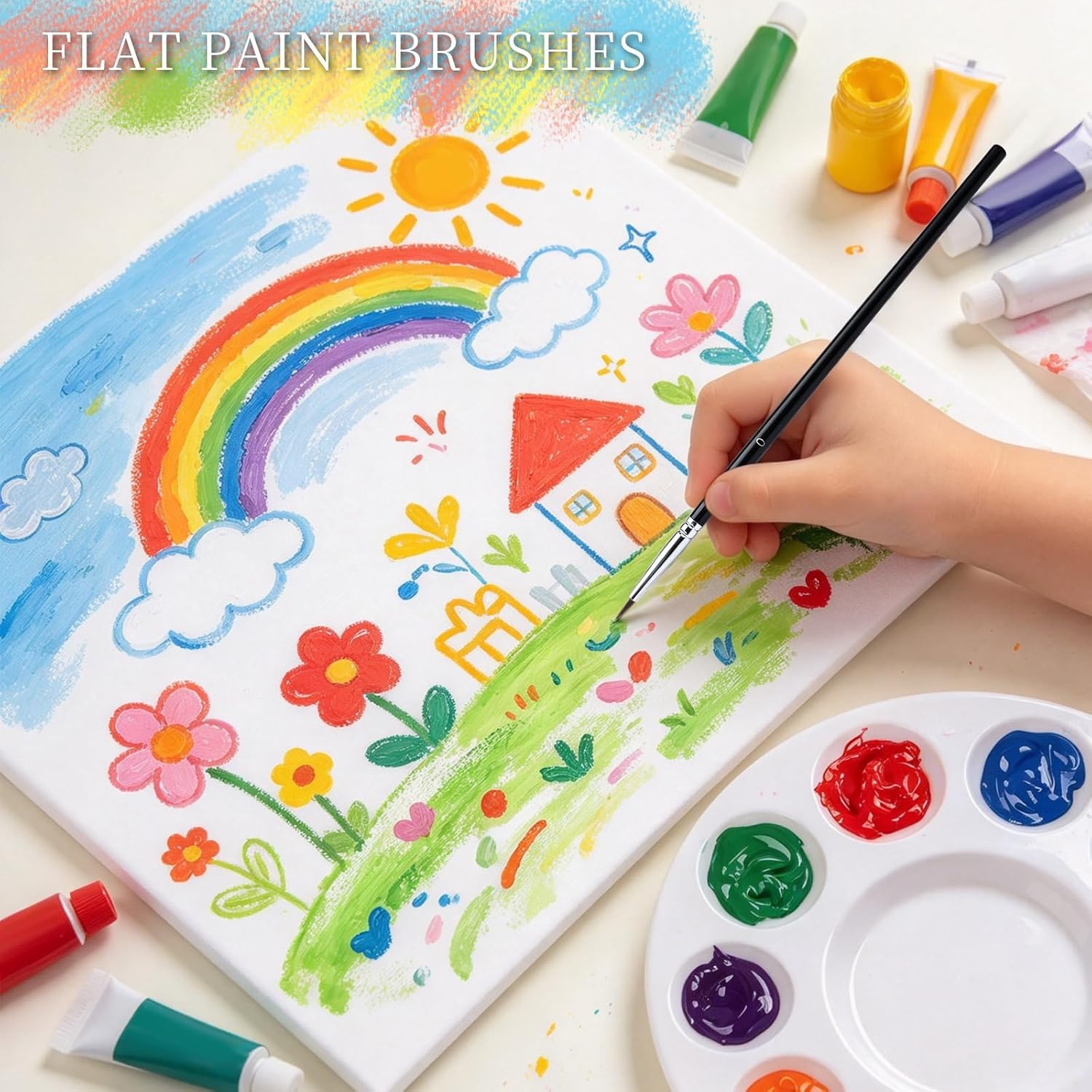 image:imageFANDAMEI 60Pcs Acrylic Paint Brushes Set Small Paint Brush Paint Palette