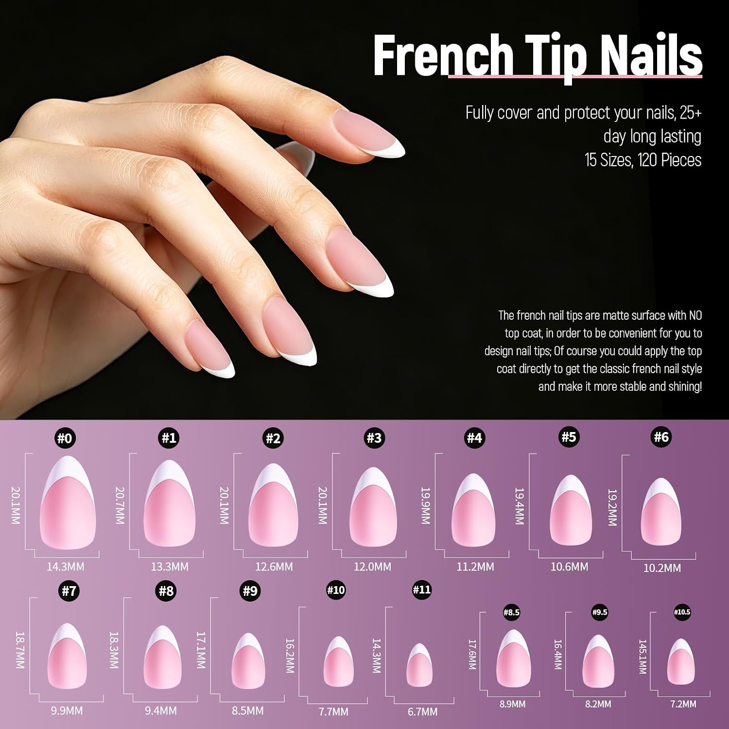 image:imageFANDAMEI Nail Kit With Nail Tips Press On Nails Nail Art Kit Nail Tools Nail Art Brushes Nail Stand Dotting Tools French Tip Nails Full Cover Almond Shape Tools For DIY Nails At Home Salon