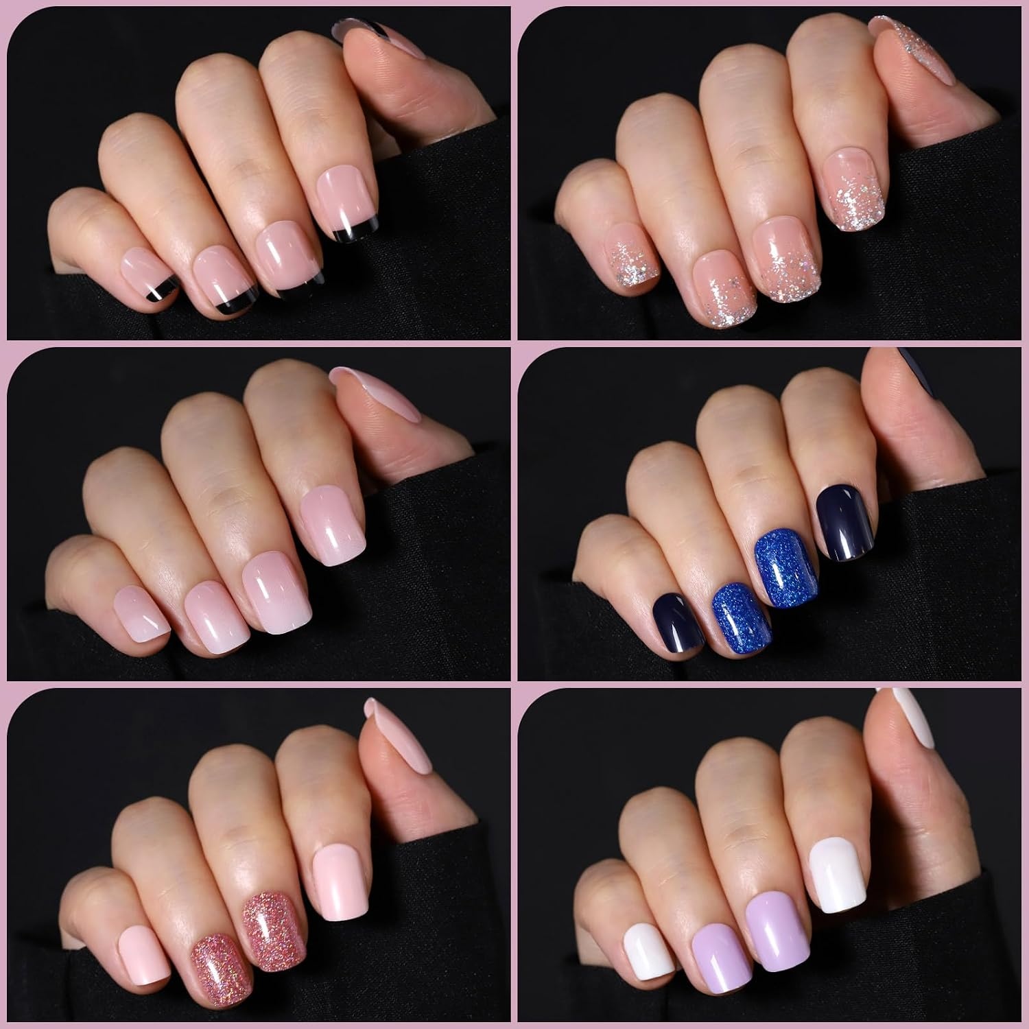 image:imageFANDAMEI Press on Nails Short 24 Colors Cat Eye Press on Nails for Womencat eyeglossyglitterfrench tip