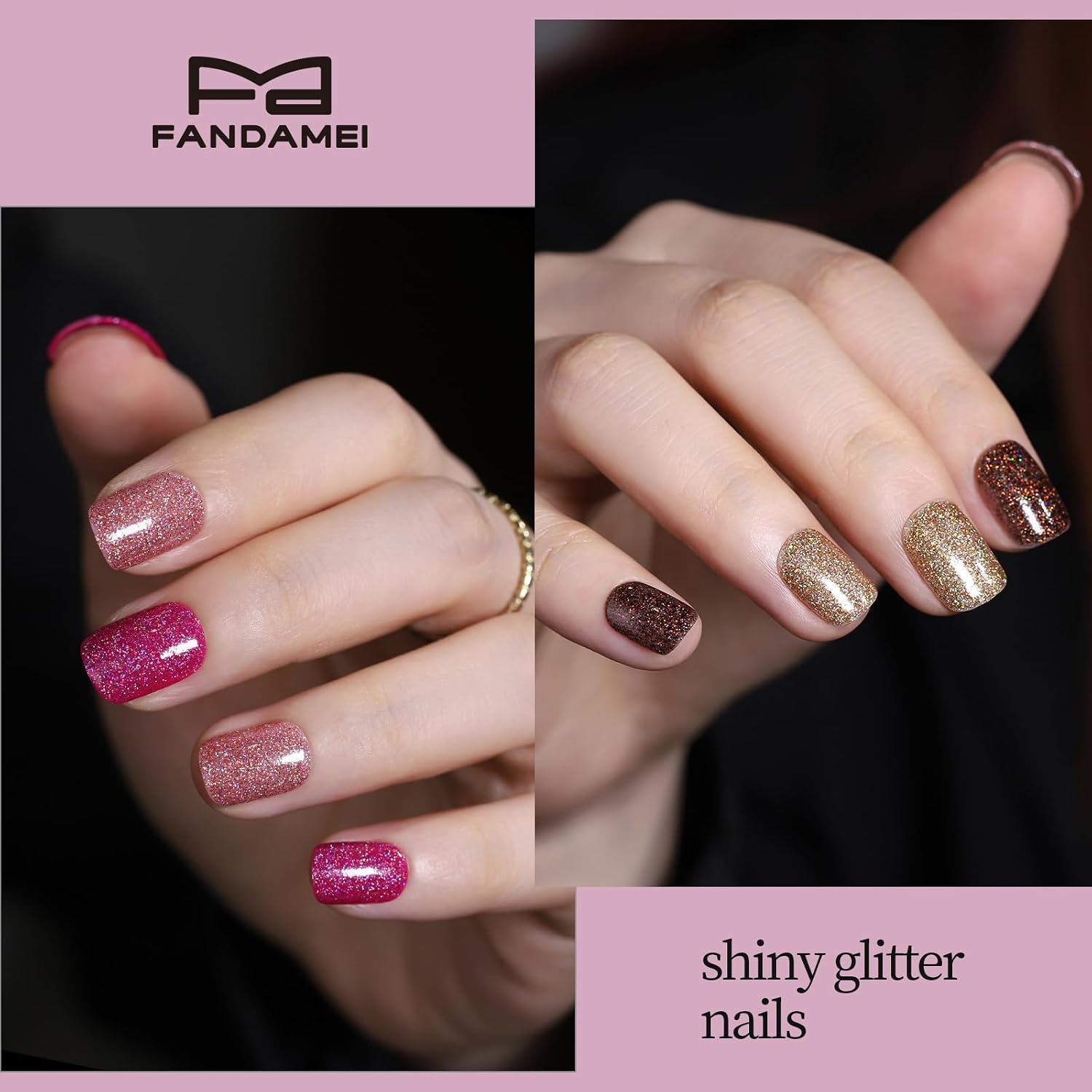 image:imageFANDAMEI Press on Nails Short 24 Colors Cat Eye Press on Nails for Womencat eyeglossyglitterfrench tip