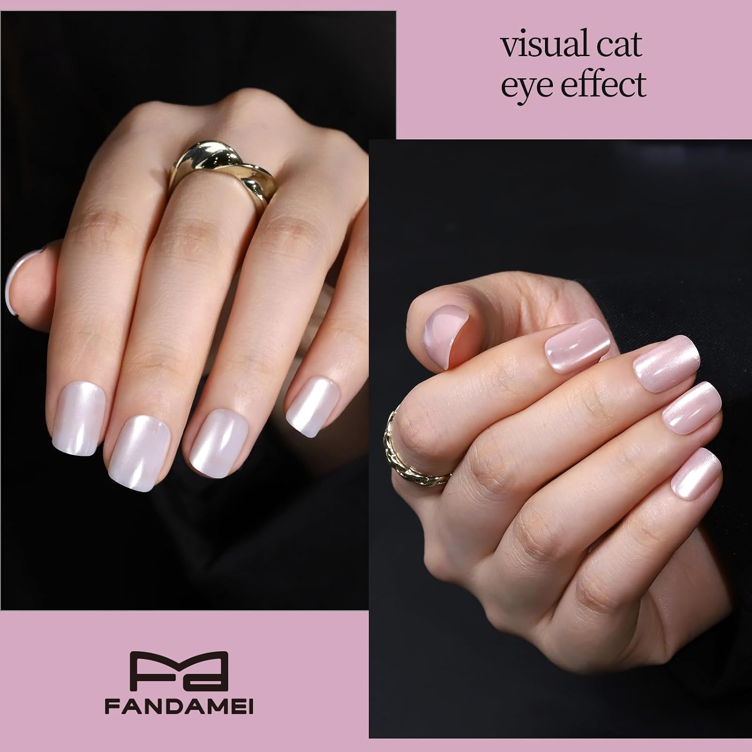 image:imageFANDAMEI Press on Nails Short 24 Colors Cat Eye Press on Nails for Womencat eyeglossyglitterfrench tip