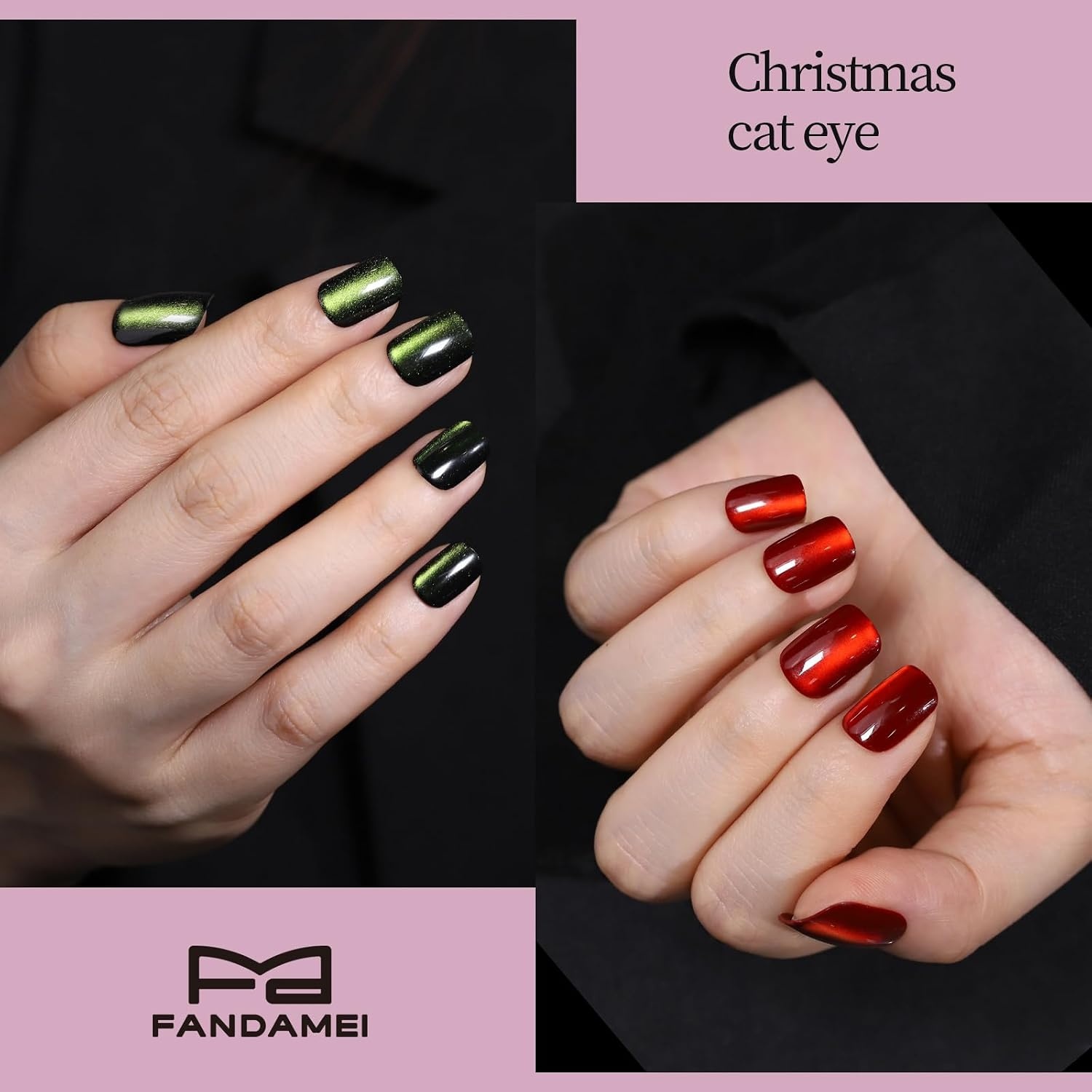 image:imageFANDAMEI Press on Nails Short 24 Colors Cat Eye Press on Nails for Womencat eyeglossyglitterfrench tip