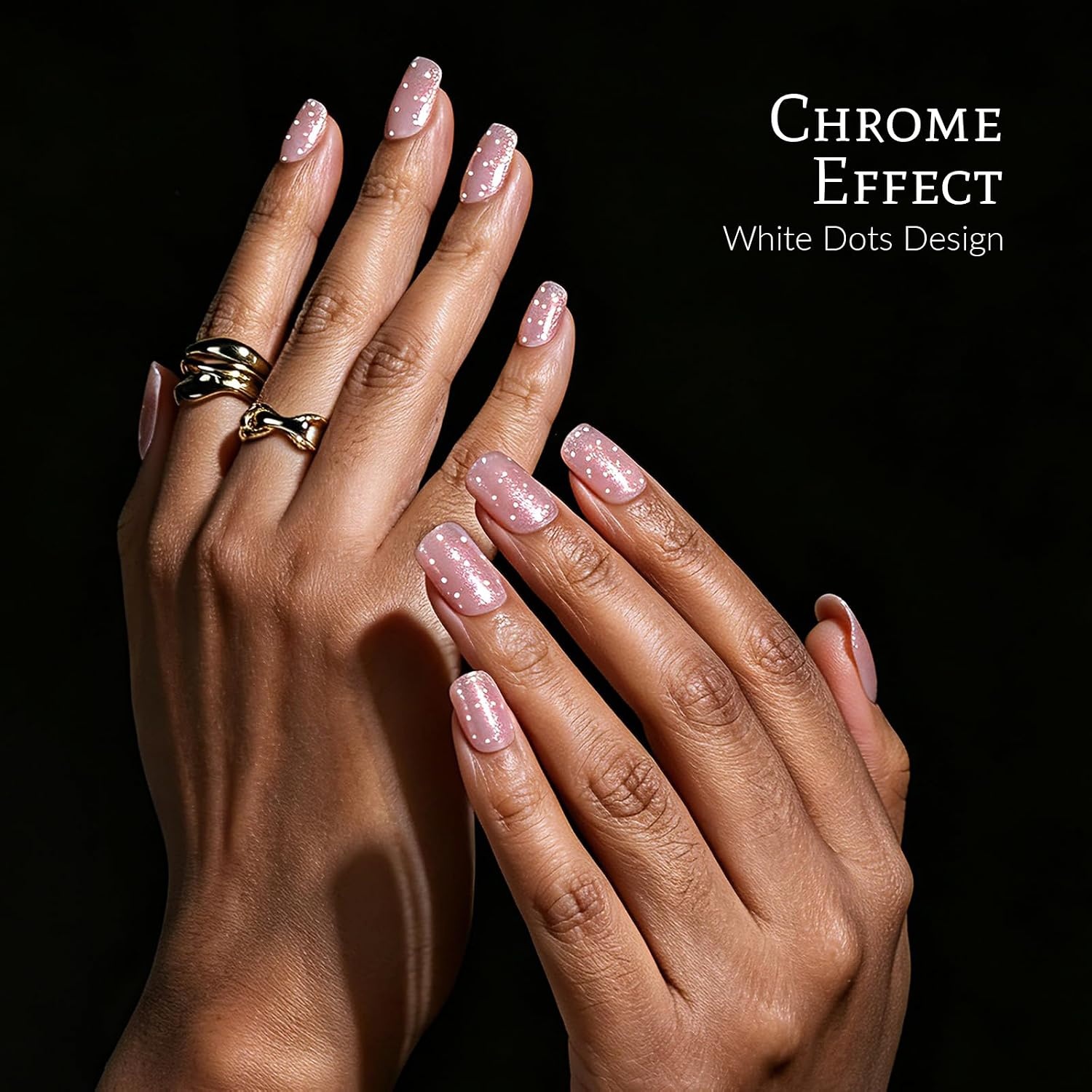 image:imageFANDAMEI Press on Nails Short 24 Colors Cat Eye Press on Nails for Womenchromecat eyefrench tip glossy