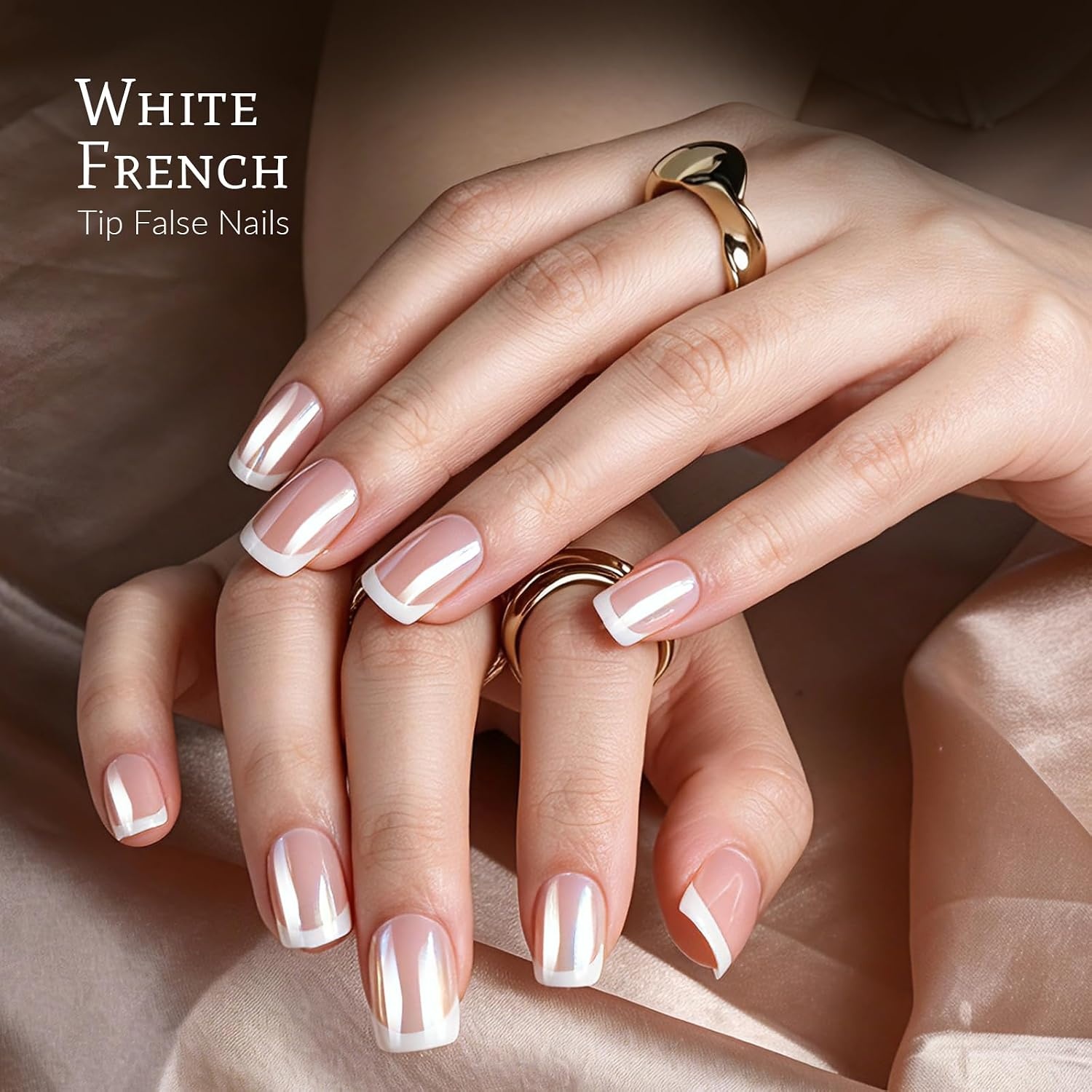 image:imageFANDAMEI Press on Nails Short 24 Colors Cat Eye Press on Nails for Womenchromecat eyefrench tip glossy