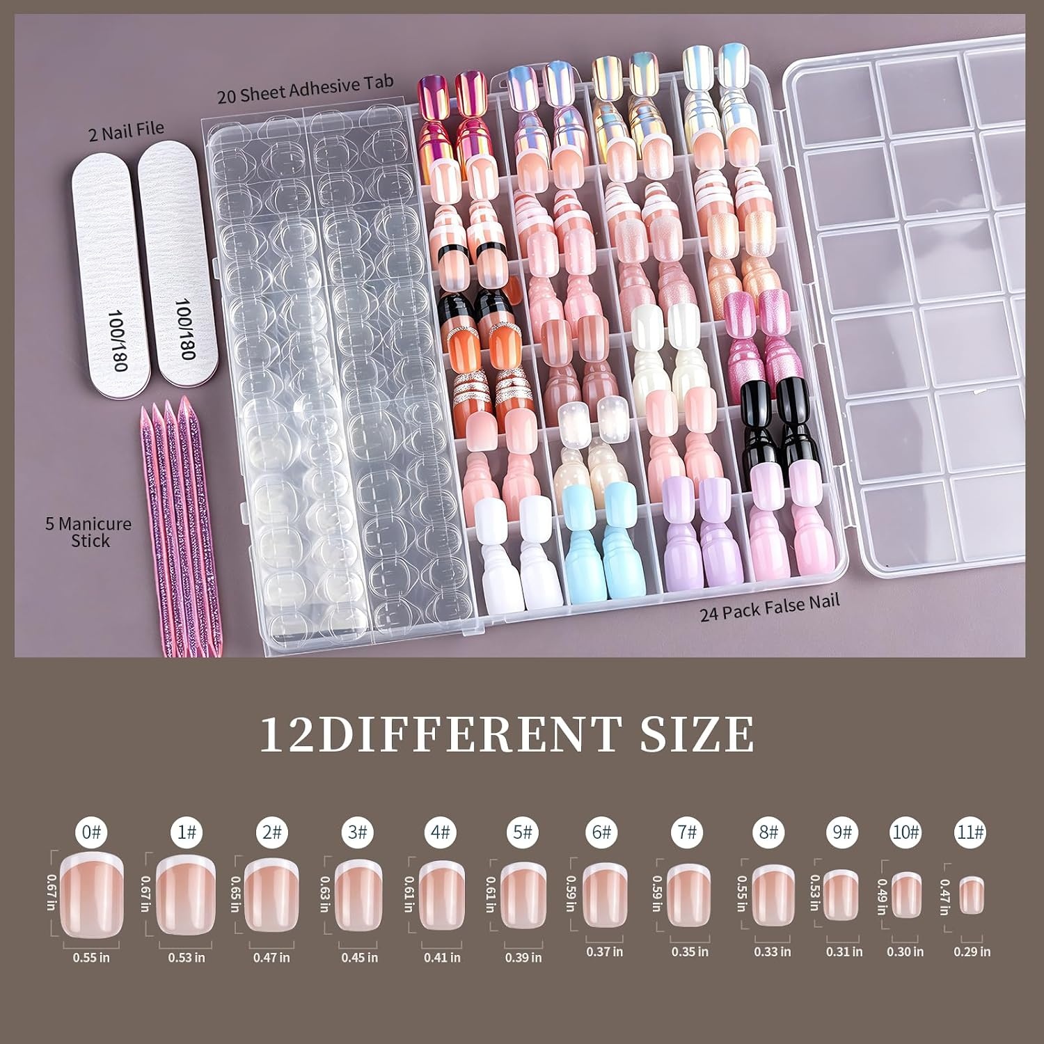 image:imageFANDAMEI Press on Nails Short 24 Colors Cat Eye Press on Nails for Womenchromecat eyefrench tip glossy