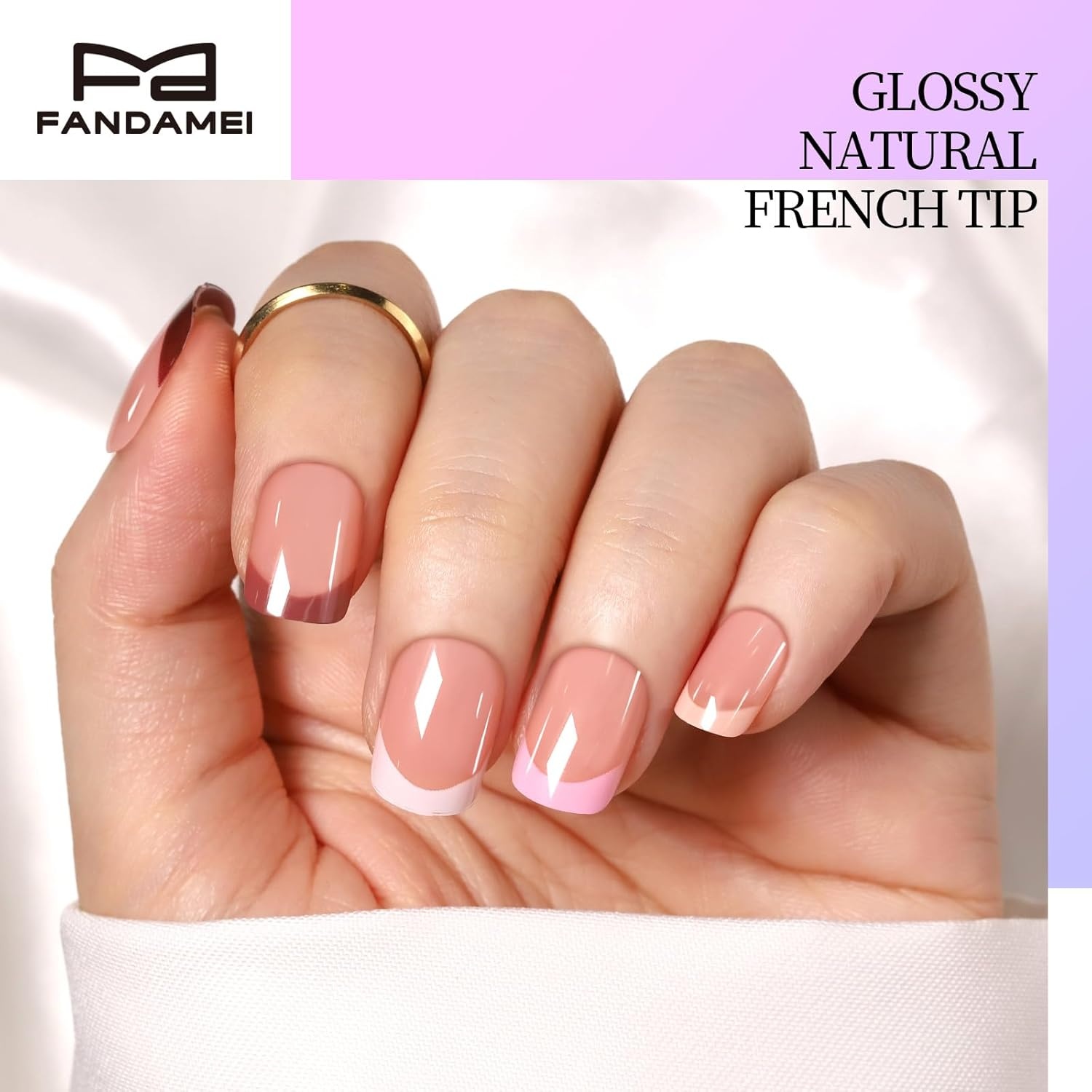 image:imageFANDAMEI Press on Nails Short 24 Colors Cat Eye Press on Nails for Womenglossycat eyefrench tip