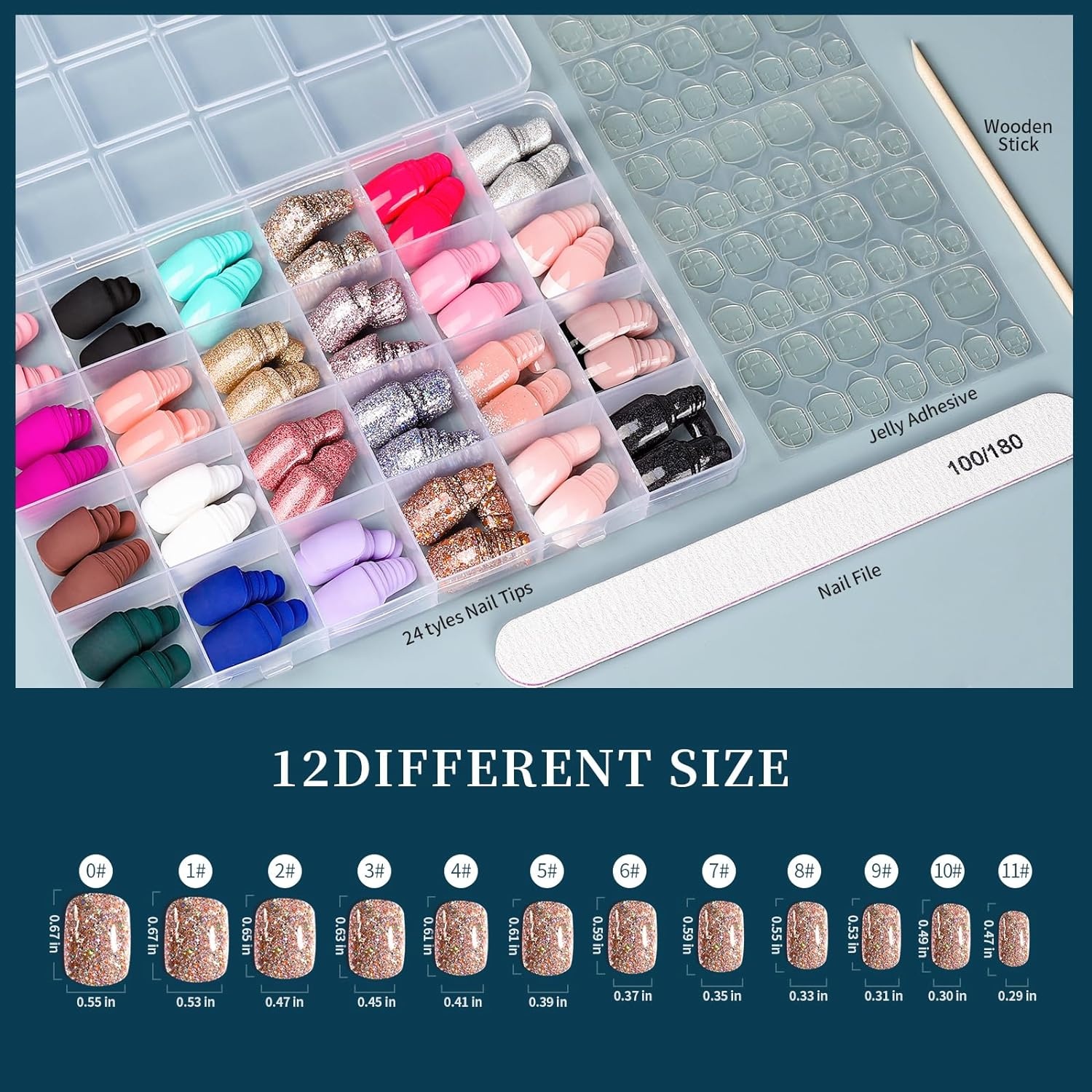 image:imageFANDAMEI Press on Nails Short 24 Colors Cat Eye Press on Nails for Womenmatteglossyglitterfrench tip