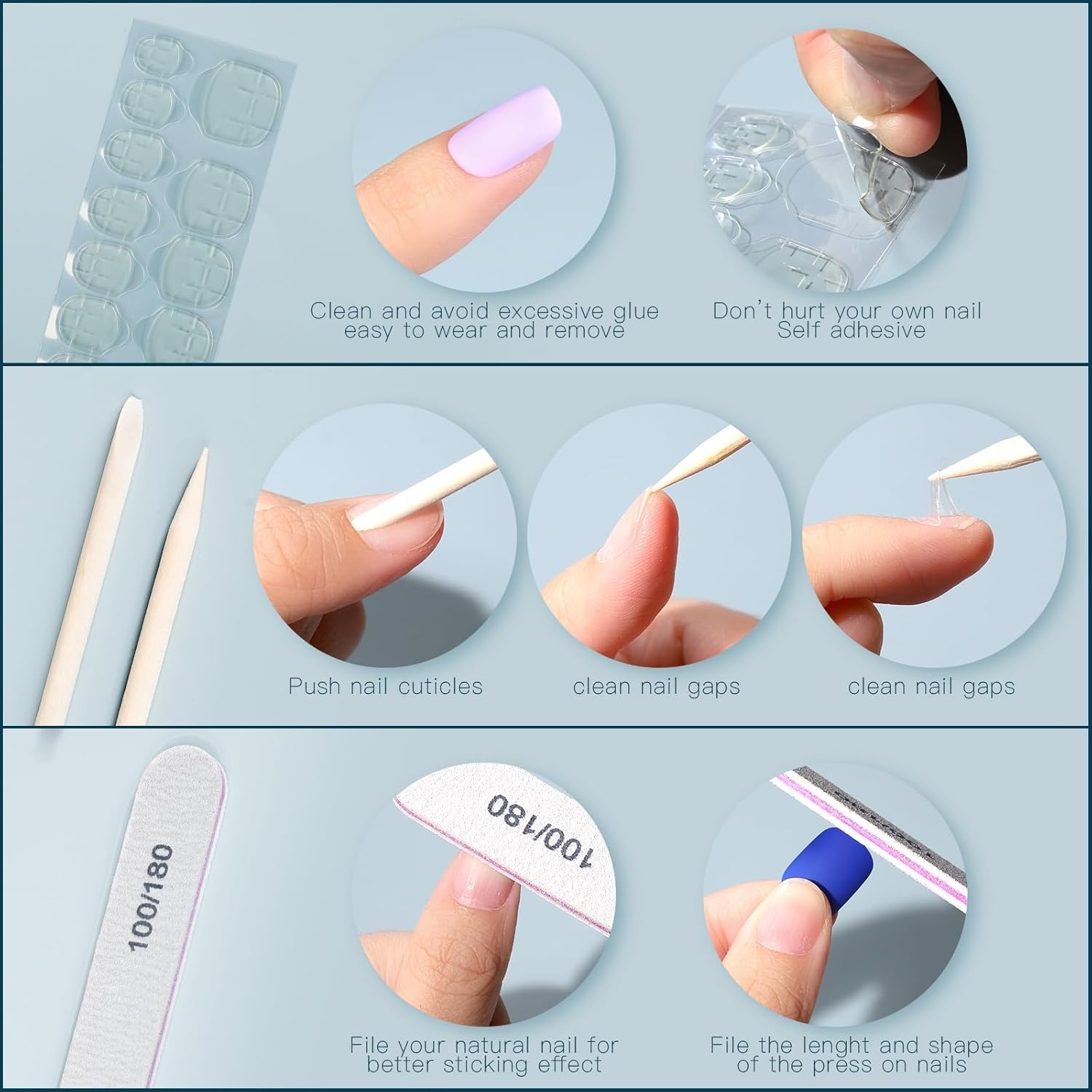 image:imageFANDAMEI Press on Nails Short 24 Colors Cat Eye Press on Nails for Womenmatteglossyglitterfrench tip