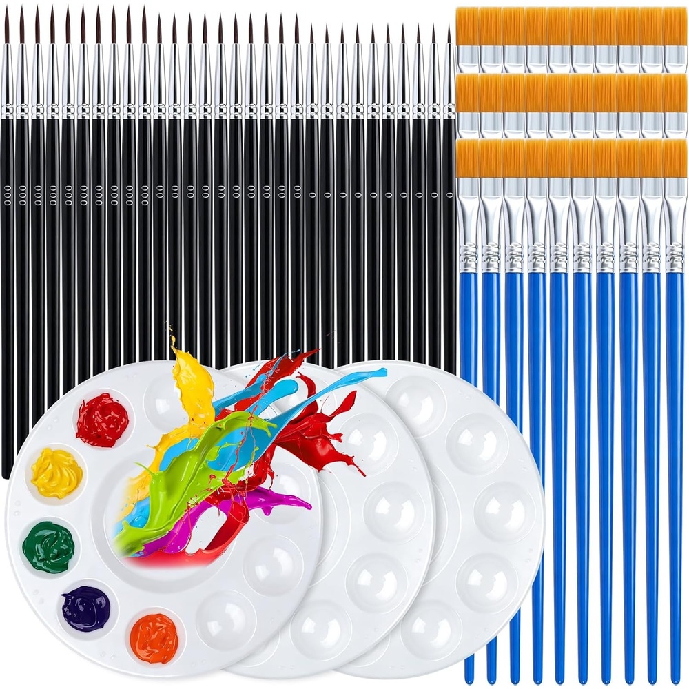 image:imageFANDAMEI 60Pcs Acrylic Paint Brushes Set Small Paint Brush Paint Palette