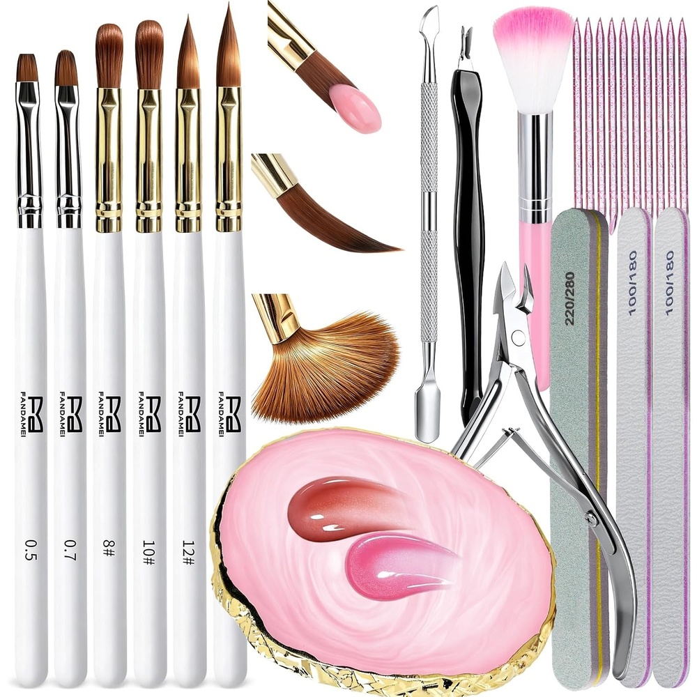 image:imageFANDAMEI Acrylic Nail Brush Size 8101214 Acrylic Brush For Nail White