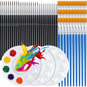 FANDAMEI 60Pcs Acrylic Paint Brushes Set, Small Paint Brush, Paint Palette