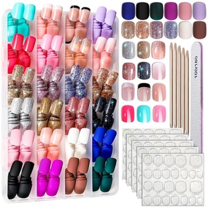 FANDAMEI Press on Nails Short, 24 Colors Cat Eye Press on Nails for Women(matte/glossy/glitter/french tip)